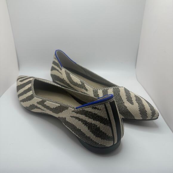 Rothy’s Gray Zebra Womens Retired Flats Pointed Toe Shoes Size 6W - Picture 2 of 12